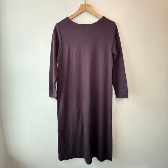 Coldwater Creek Long Sleeve Ribbed Knit Sweater Dress Dark Purple Petite Medium - Picture 5 of 5